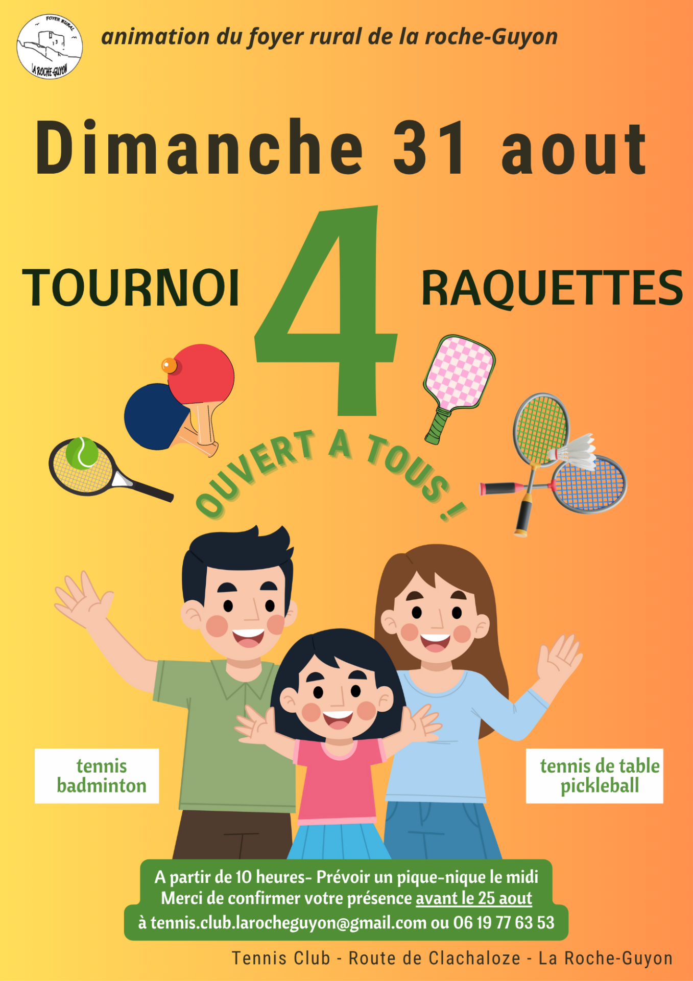 Tournoi 4 raquettes flyer a4